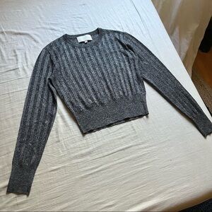 Michelle Mason metallic grey rib knit pullover sweater top